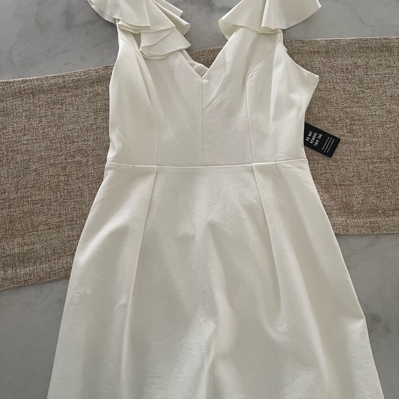 Express White Mini Ruffle Open back Dress - Picture 4 of 6